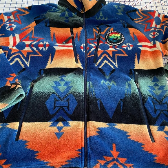 🔥 Polo Ralph Lauren Southwestern Print Beacon Fleece jacket Mens XL Worn 1x🏇🏼 - Picture 1 of 14